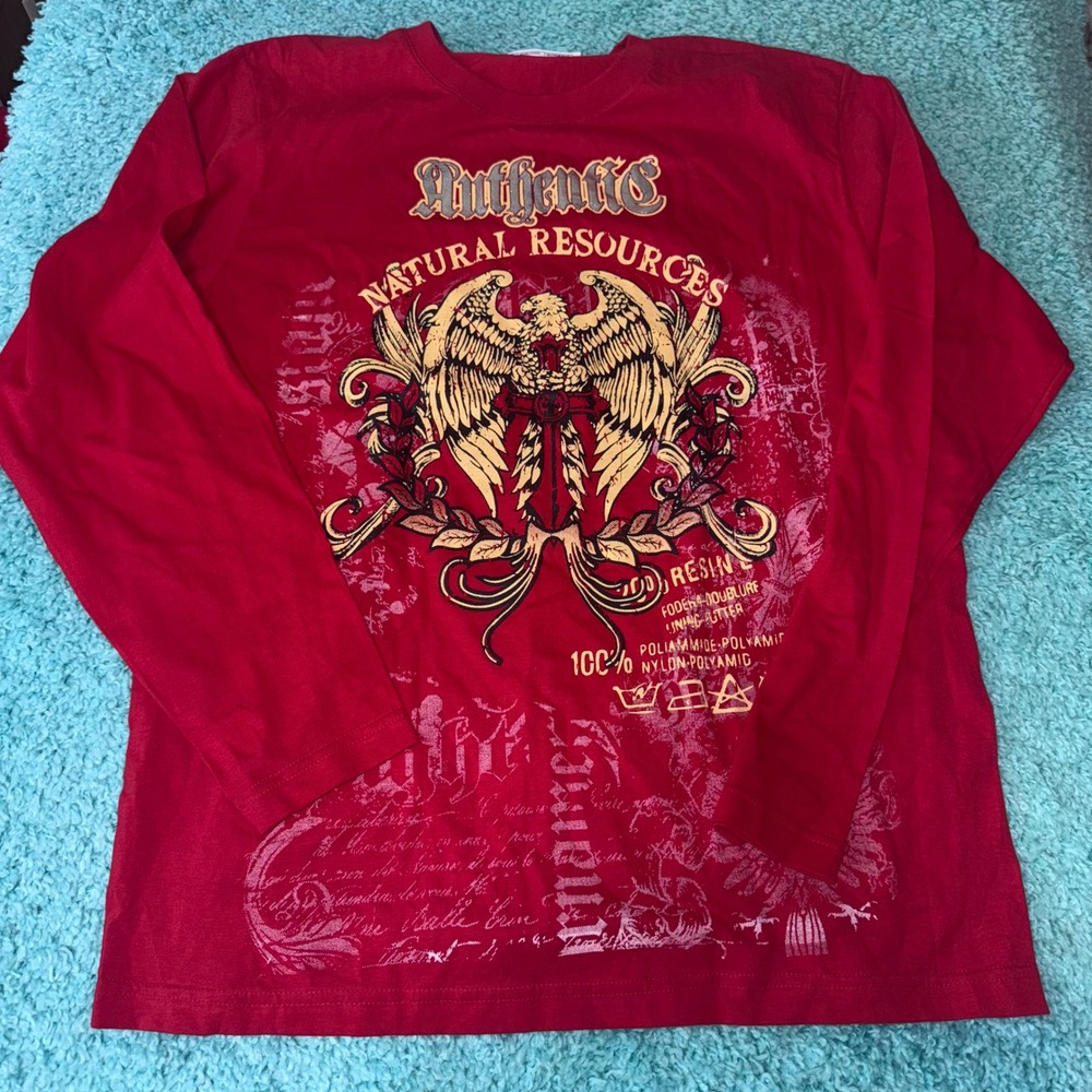 Mens‎ Authentic Natural Resources Graphic Print Long Sleeve Tee skate y2k